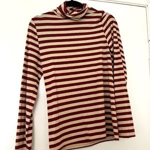 Glitter stripe turtle neck top, LOFT, size small